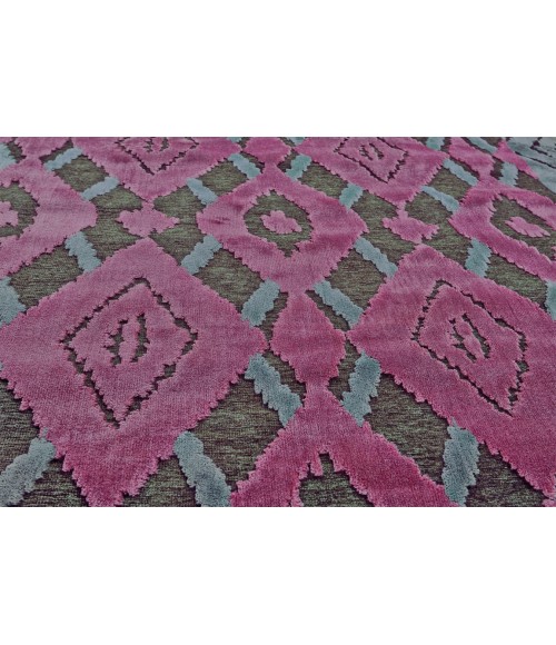 Feizy SAPHIR RUBUS 3361F IN DARK GRAY/RASPBERRY 5' 3" X 7' 6" Area Rug