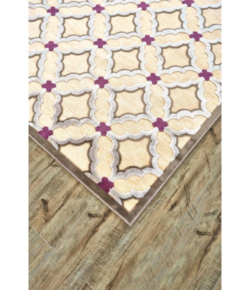SAPHIR RUBUS Rug Feizy SAPHIR RUBUS 3372F IN CREAM/LIGHT SILVER 7' 6" X 10' 6" Area Rug