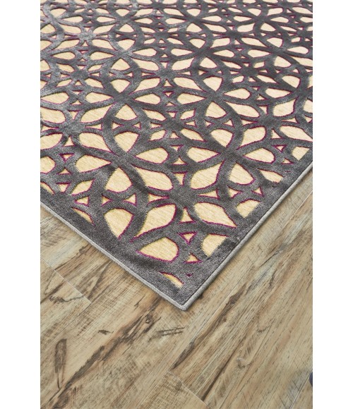 SAPHIR RUBUS Rug Feizy SAPHIR RUBUS 3373F IN CREAM/DARK GRAY 2' 2" x 4' Area Rug