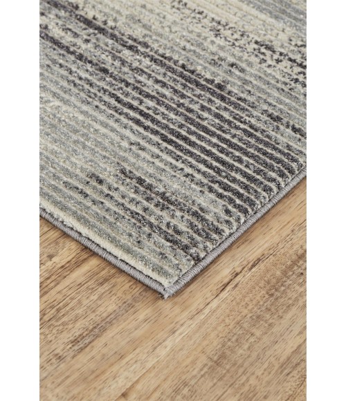 Feizy AKHARI 3674F IN IVORY/CHARCOAL 2' 10" X 7' 10" Runner Area Rug