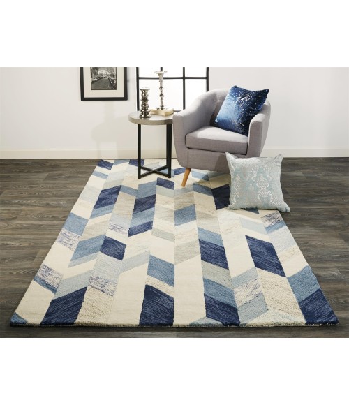 ARAZAD Rug Feizy ARAZAD 8446F IN BLUE/IVORY 8' x 8' Round Area Rug