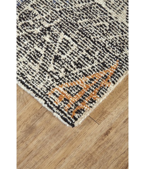 Feizy ARAZAD 8479F IN BLACK/TANGERINE 3' 6" x 5' 6" Area Rug