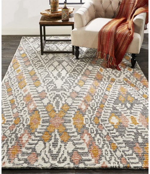 Feizy ARAZAD 8479F IN BLACK/TANGERINE 3' 6" x 5' 6" Area Rug