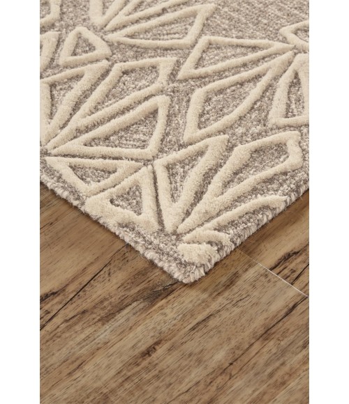 Feizy ENZO 8735F IN IVORY/TAUPE 2' 6" x 8' Runner Area Rug