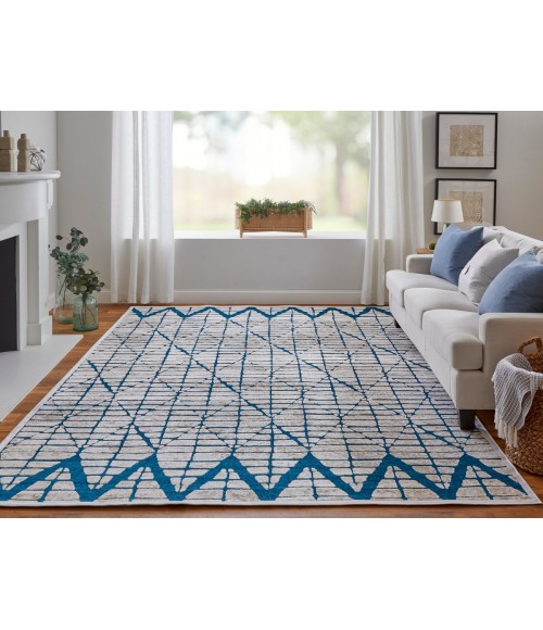 Feizy Saphir Mira TEAL/WHITE Rug 6803504F 7 ft. 6 in. X 7 ft. 6 in. Round - Rugs Town Feizy Saphir Mira TEAL/WHITE 6803504F 7 ft. 6 in. X 7 ft. 6 in. Round Rug