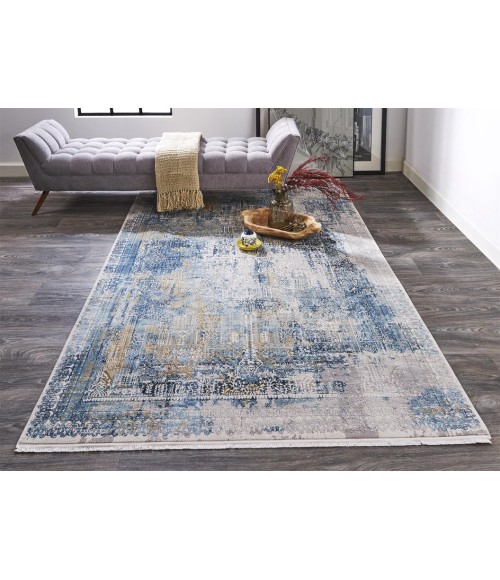 CADIZ Rug Feizy CADIZ 3890F IN BLUE/GRAY 3' 1" X 10' Runner Area Rug