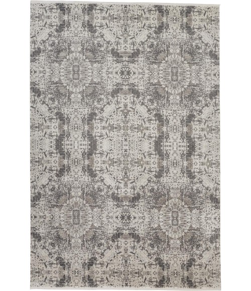 Feizy CADIZ 3989F IN LIGHT GRAY / BLACK 2' 2" X 3' 2" Sample Area Rug