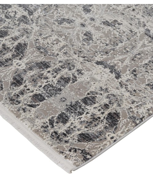 Feizy CADIZ 3990F IN DARK GRAY/IVORY 4' 10" X 7' 10" Area Rug