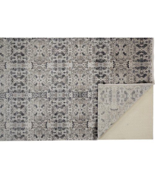 Feizy CADIZ 3990F IN DARK GRAY/IVORY 4' 10" X 7' 10" Area Rug