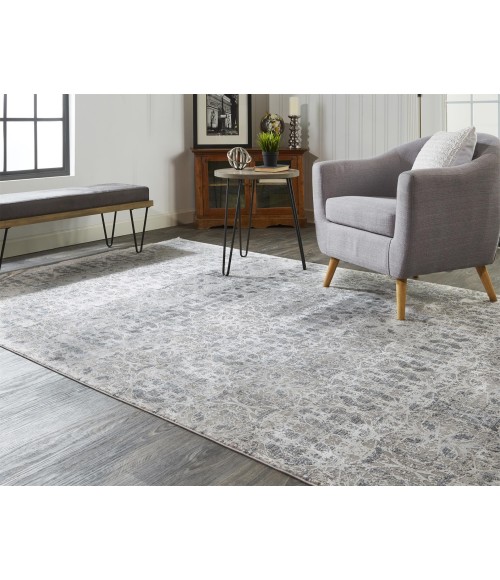 Feizy CADIZ 3990F IN DARK GRAY/IVORY 4' 10" X 7' 10" Area Rug