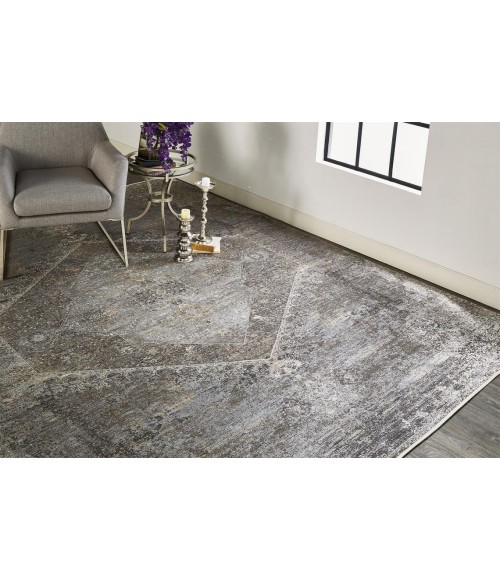 Feizy SARRANT 3963F IN SMOKE 2' 8" X 10' Runner Area Rug