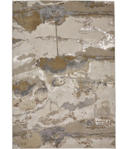 Feizy AURA 3737F IN GOLD/GRAY 6' 7" X 9' 6" Area Rug