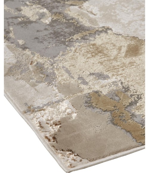 Feizy AURA 3737F IN GOLD/GRAY 6' 7" X 9' 6" Area Rug