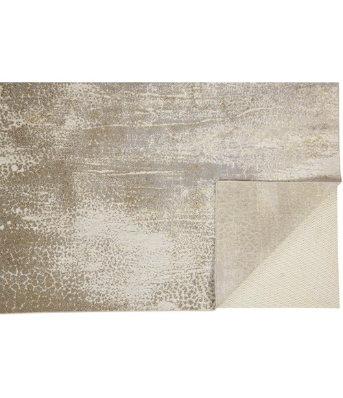 Feizy AURA 3739F IN IVORY/GOLD 2' 10" X 7' 10" Runner Area Rug