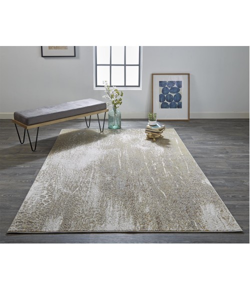 Feizy AURA 3739F IN IVORY/GOLD 2' 10" X 7' 10" Runner Area Rug