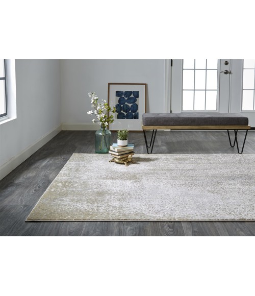 Feizy AURA 3739F IN IVORY/GOLD 6' 7" X 9' 6" Area Rug