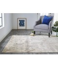 Feizy PARKER 3701F IN IVORY/GRAY 7' 9" X 7' 9" Round Area Rug