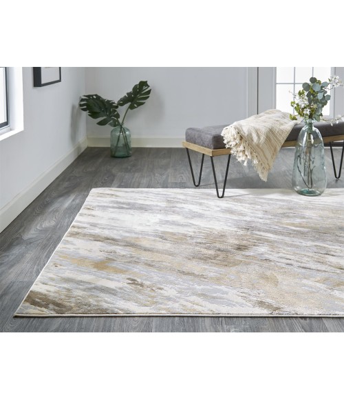 Feizy PARKER 3704F IN BEIGE/BLUE 2' 1" X 3' Sample Area Rug