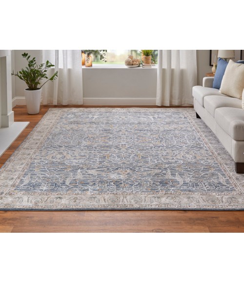 Feizy Pasha BLUE/IVORY PAS39M4F 6 ft. 7 in. X 9 ft. 6 in. Rectangle Rug