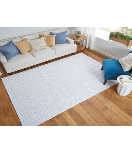 Feizy Saphir Mira WHITE/WHITE 6803494F 7 ft. 6 in. X 7 ft. 6 in. Round Rug