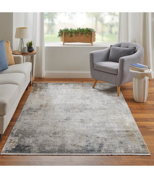 Feizy Cadiz Industrial Abstract, Ivory/Taupe/Gray, 12' x 18' Area Rug