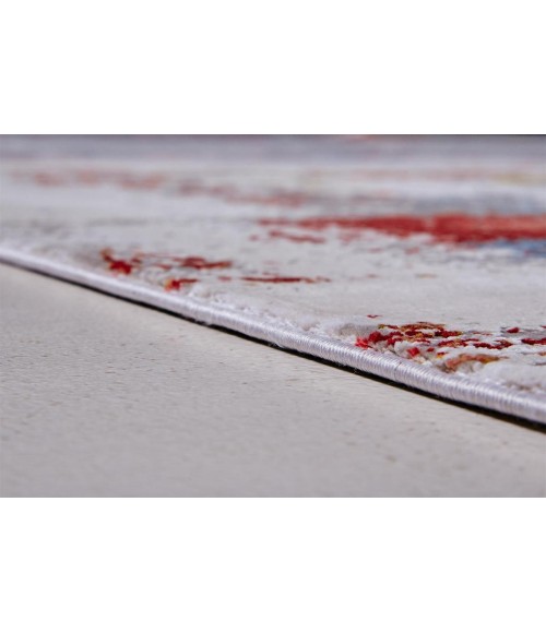 Feizy Cadiz Industrial Abstract, Gray/Red/Blue, 12' x 18' Area Rug