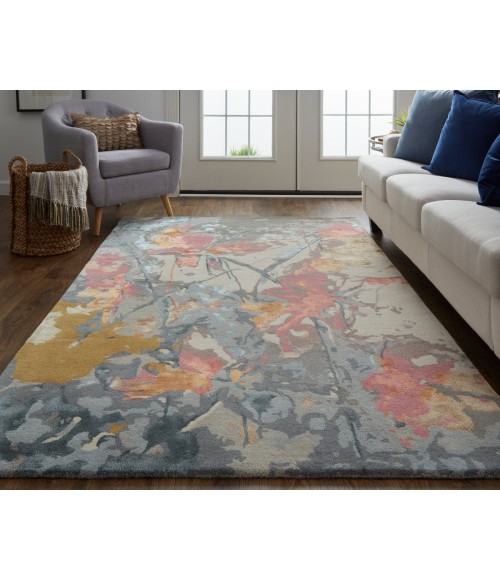 Feizy Dafney Casual Floral & Botanical, Blue/Pink/Gray, 5' x 8' Area Rug