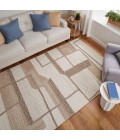 Pollock Area Rug Feizy Pollock Casual Geometric, Ivory/Brown/Tan, 3'-6" x 5'-6" Accent Rug