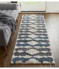 Feizy Mynka Bohemian & Eclectic Diamond, Ivory/Gray/Blue, 2'-6" x 8' Runner