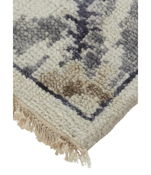 Feizy Beall Luxury Wool Rug, Ornamental Ikat, Beige, 2ft x 3ft Accent Rug