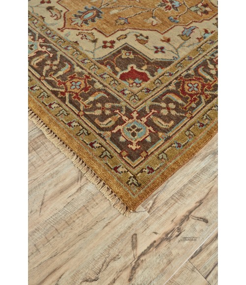 Feizy Ustad Tan/Gold/Taupe 5226112F 7 ft. 9 in. X 9 ft. 9 in. Rect. Rug
