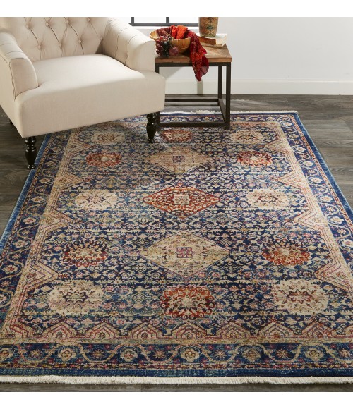 Feizy Torina Classic Oriental, Blue/Red/Gold, 9'-6" x 12'-7" Area Rug