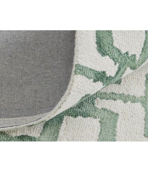 Feizy Lorrain Bohemian & Eclectic Geometric, Ivory/Green, 10' x 10' Round Rug
