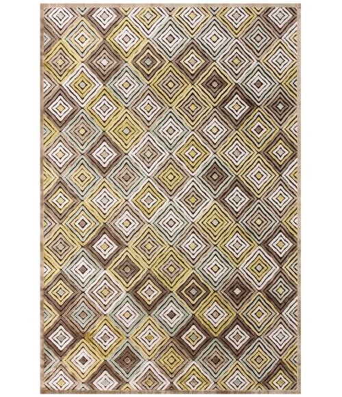 Feizy Saphir Mah Mid-Century Modern Geometric, Brown/Tan/Green, 7'-6" x 10'-6" Area Rug