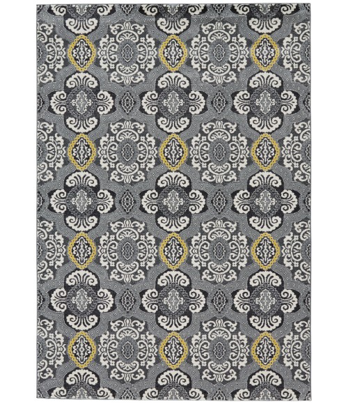 Feizy Bleecker Bohemian & Eclectic Damask, Ivory/Gray/Yellow, 10' x 13'-2" Area Rug