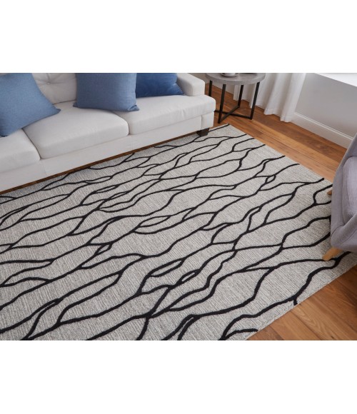 Feizy Enzo Casual Abstract, Ivory/Black/Taupe, 9'-6" x 13'-6" Area Rug