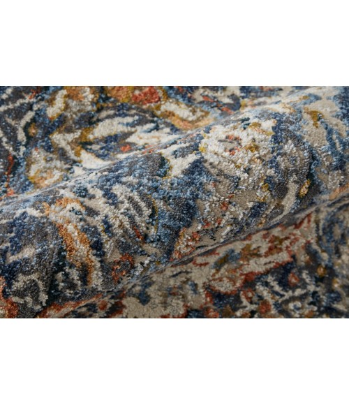 Kaia Area Rug Feizy Kaia Casual Floral & Botanical, Blue/Orange/Ivory, 2'-6" x 10' Runner