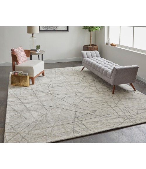 Feizy Whitton Casual Abstract, Ivory/Gray, 9' x 12' Area Rug