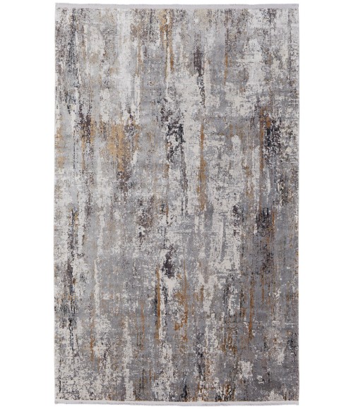 Feizy Cadiz Casual Abstract, Ivory/Gray/Gold, 13' x 20' Area Rug