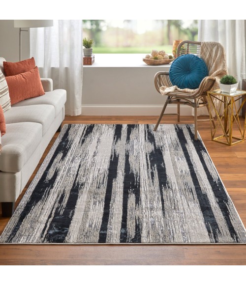 Micah Area Rug Feizy Micah Industrial Abstract, Black/Silver/Gray, 12' x 18' Area Rug