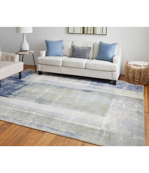 Clio Area Rug Feizy Clio Casual Abstract, Blue/Green/Ivory, 5' x 7'-6" Area Rug