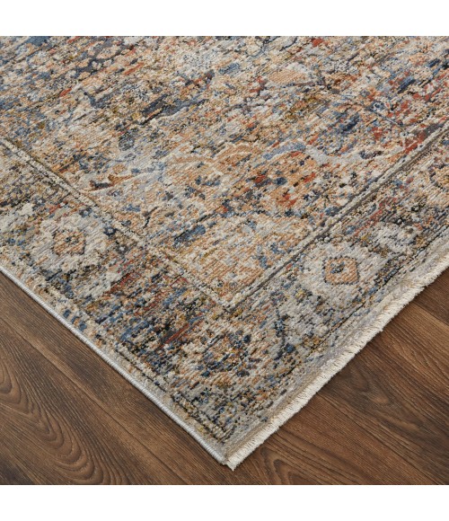 Feizy Kaia Bohemian & Eclectic Medallion, Tan/Orange/Blue, 2'-6" x 10' Runner