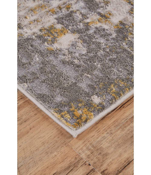 Feizy Waldor Industrial Abstract, Gray/Gold, 8' x 11' Area Rug