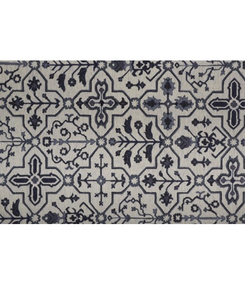 Feizy Fallon Rustic Farmhouse Rug, Ornamental, Light Gray/Black, 10ft x 14ft