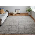 Feizy Navaro Scandinavian Abstract, Gray/Ivory/Taupe, 9' x 9' Round Rug