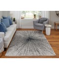 Feizy Micah Mid-Century Modern Abstract, Ivory/Gray/Blue, 8' x 10' Area Rug