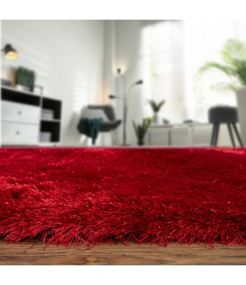 Feizy Indochine Luxury & Glam Solid, Red/Purple, 8' x 8' Round Rug
