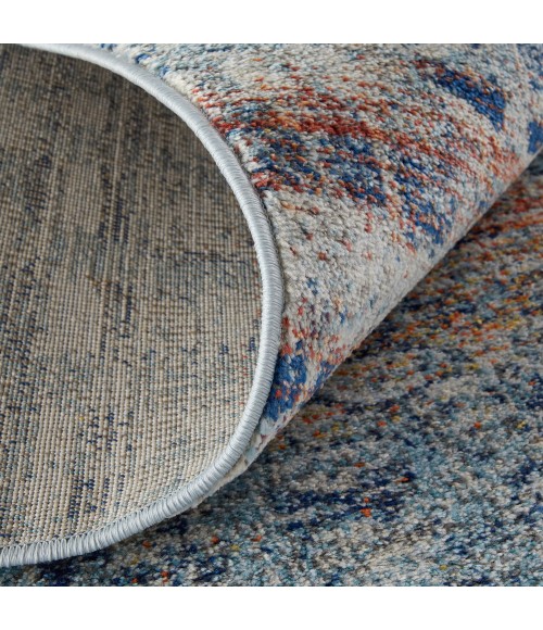 Feizy Edgemont Casual Abstract, Blue/Ivory/Orange, 10' x 14' Area Rug