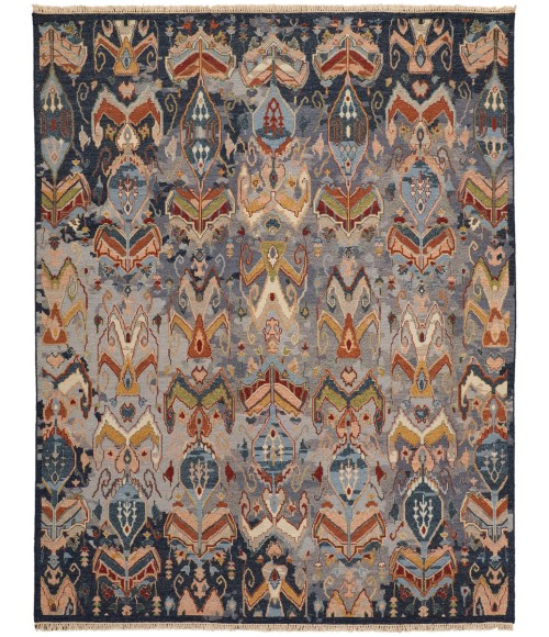Feizy Leylan Bohemian & Eclectic Ikat, Blue/Gray/Tan, 3'-6" x 5'-6" Area Rug