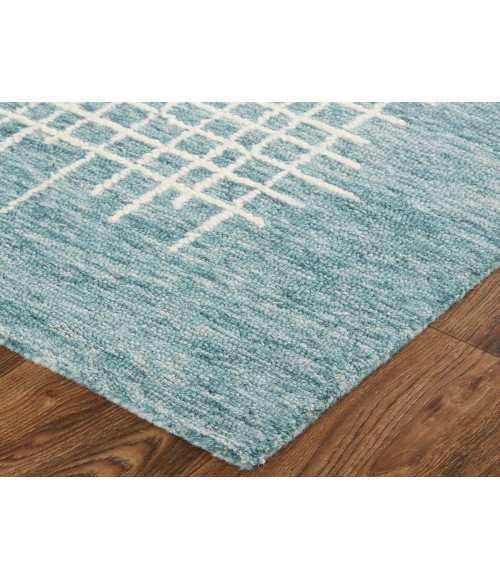 Feizy Maddox Modern Tufted Architectural Rug, Teal/Stillwater Blue, 8ft x 10ft